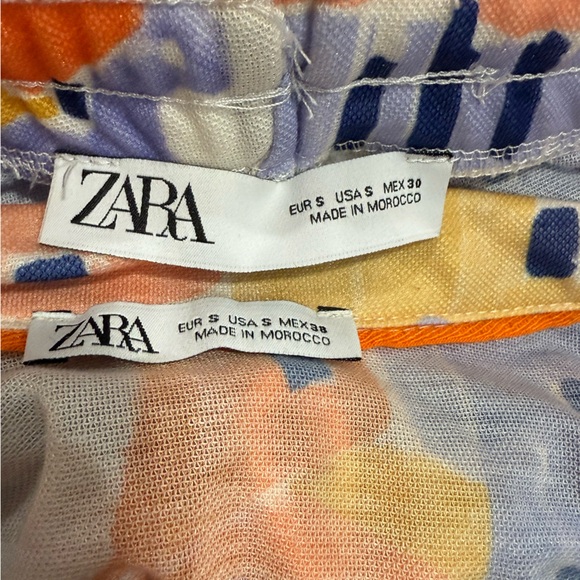 Zara 2 Piece Short/Shirt Set Fun Print Women’s Size Small - Picture 6 of 8